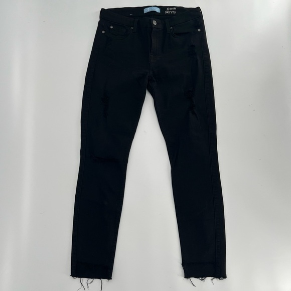7 For All Mankind Black b(air) The Ankle Skinny Release Hem Jeans Size 28 Womens - Picture 1 of 8